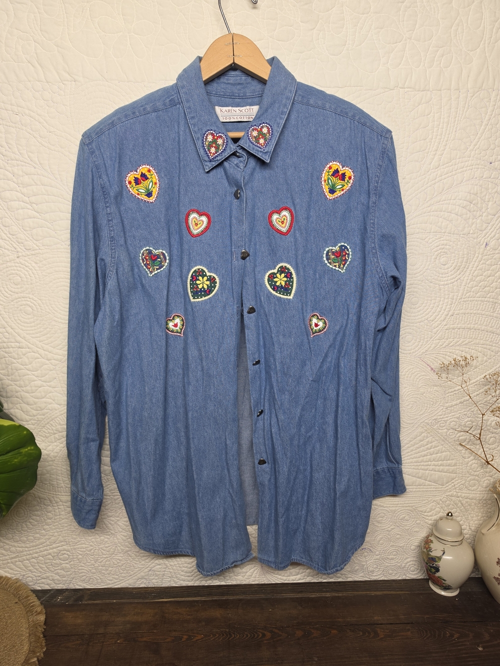 Karen Scott Denim Button-Down Denim Cottagecore Grannycore